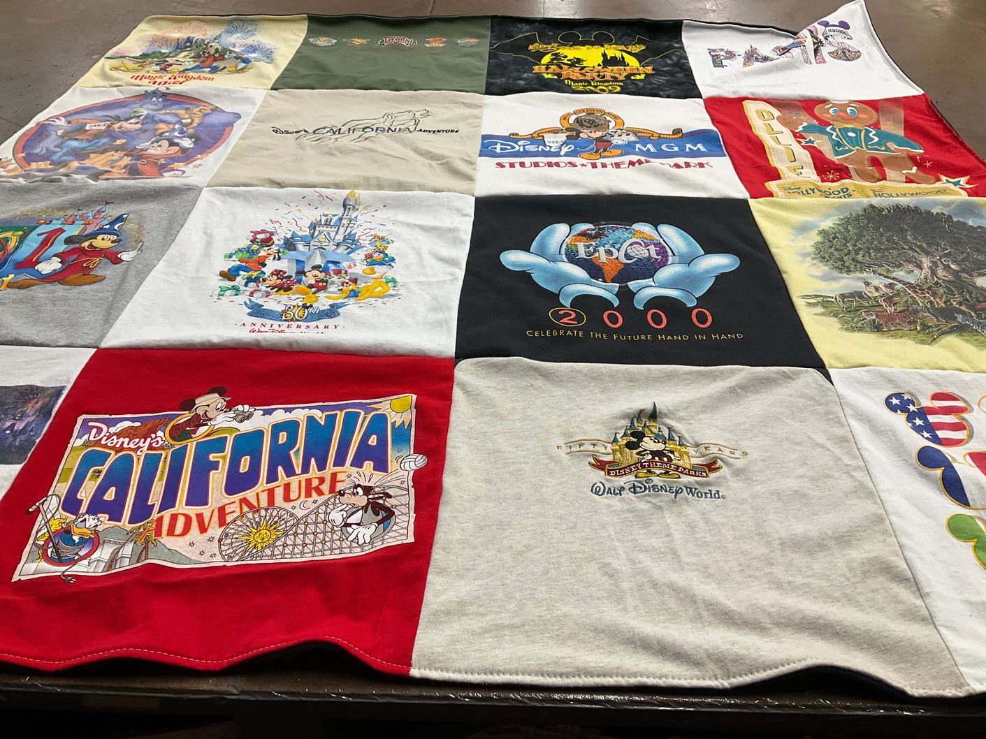 T-shirt quilt with disney parks, theme parks themes by Theresa from TX