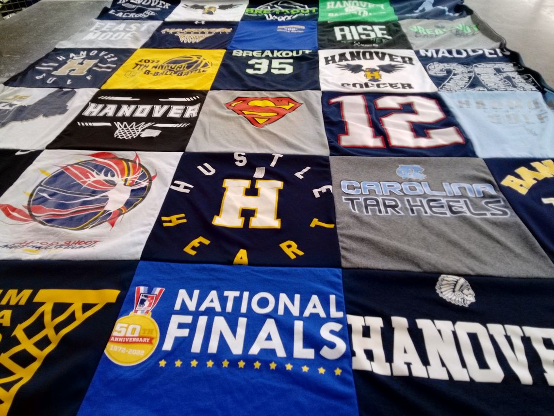 T-shirt quilt from hanover high school, university of north carolina by Amy from MA