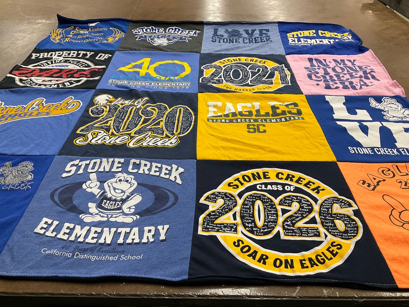 T-shirt quilt featuring stone creek eagles by Charlotte from CA