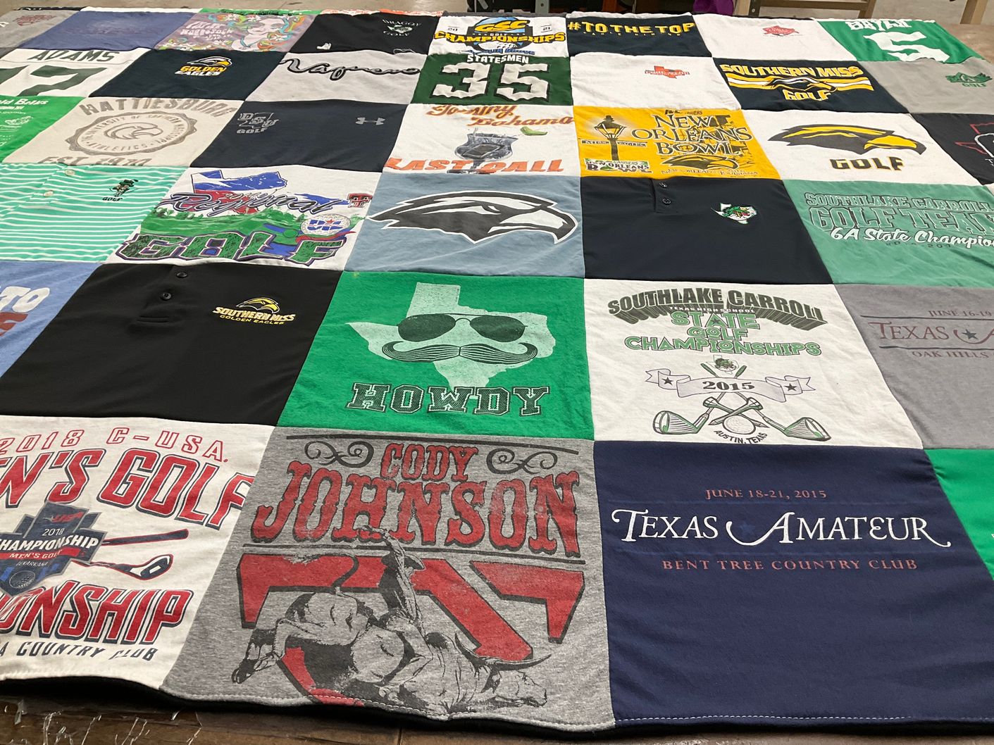 T-shirt quilt featuring southern miss golden eagles, southlake carroll high school by Shelly from WI