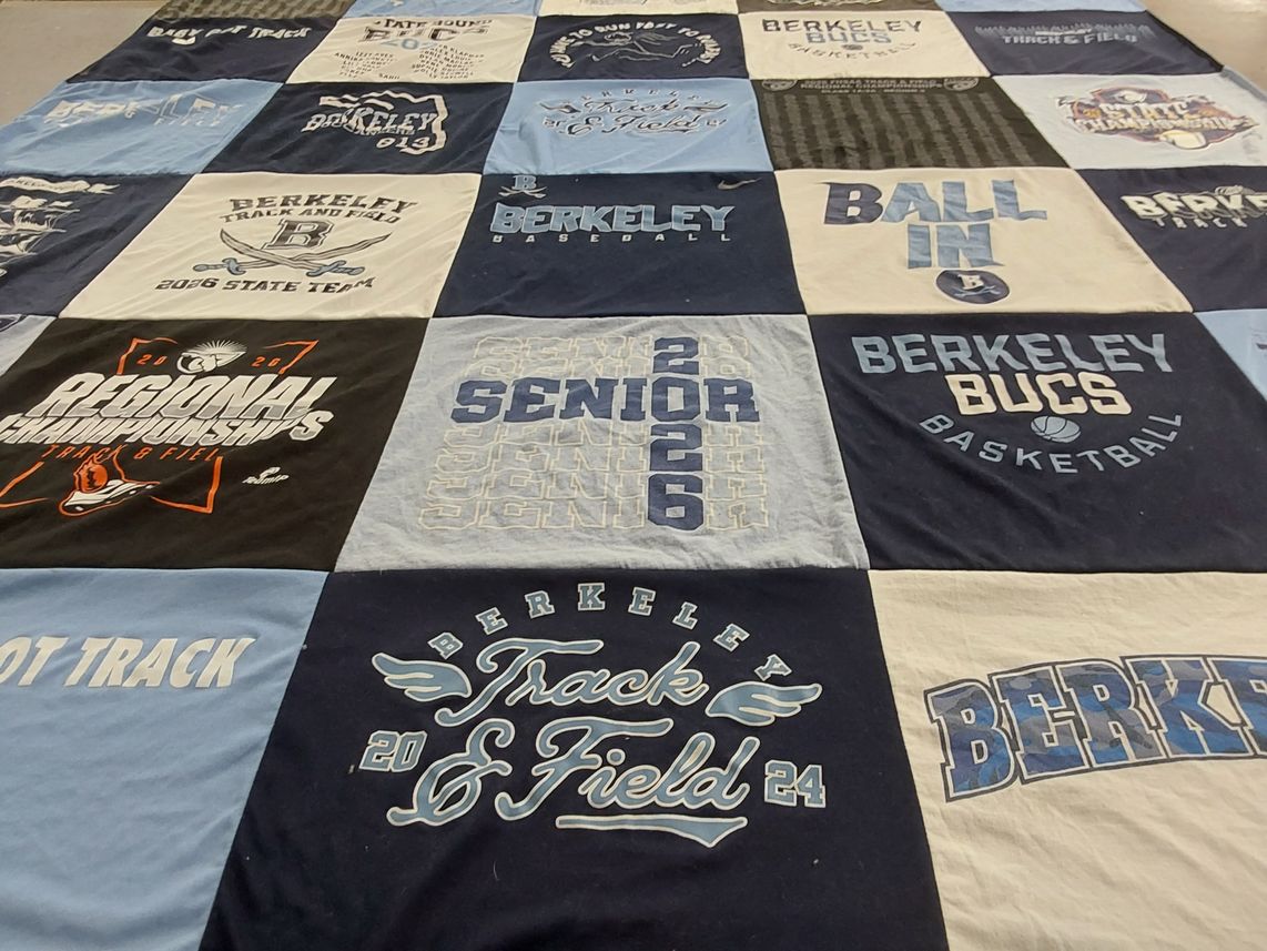 T-shirt quilt featuring berkeley bucs basketball, berkeley track and field by Sarah from FL