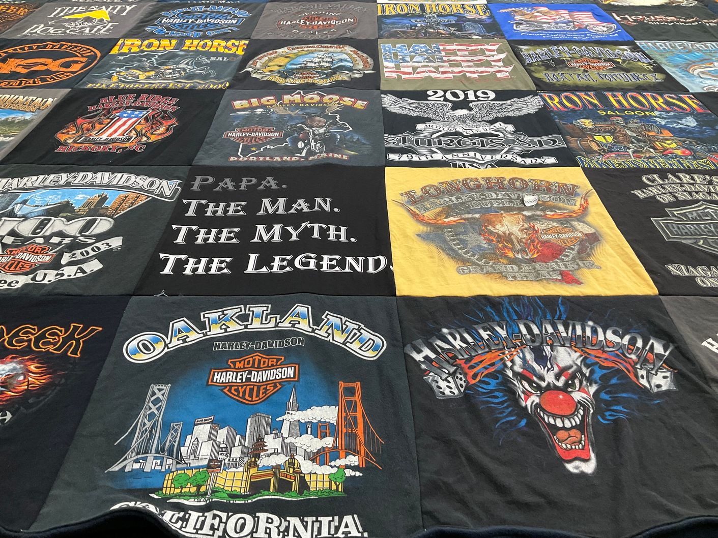 T-shirt quilt with motorcycles, biking themes by Almern from FL
