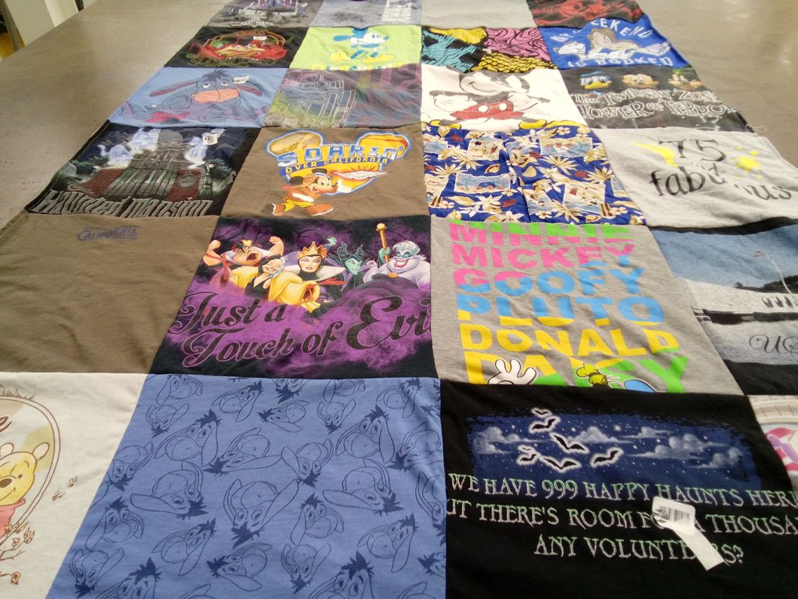 T-shirt quilt with disney characters, theme parks themes by Melinda from AZ