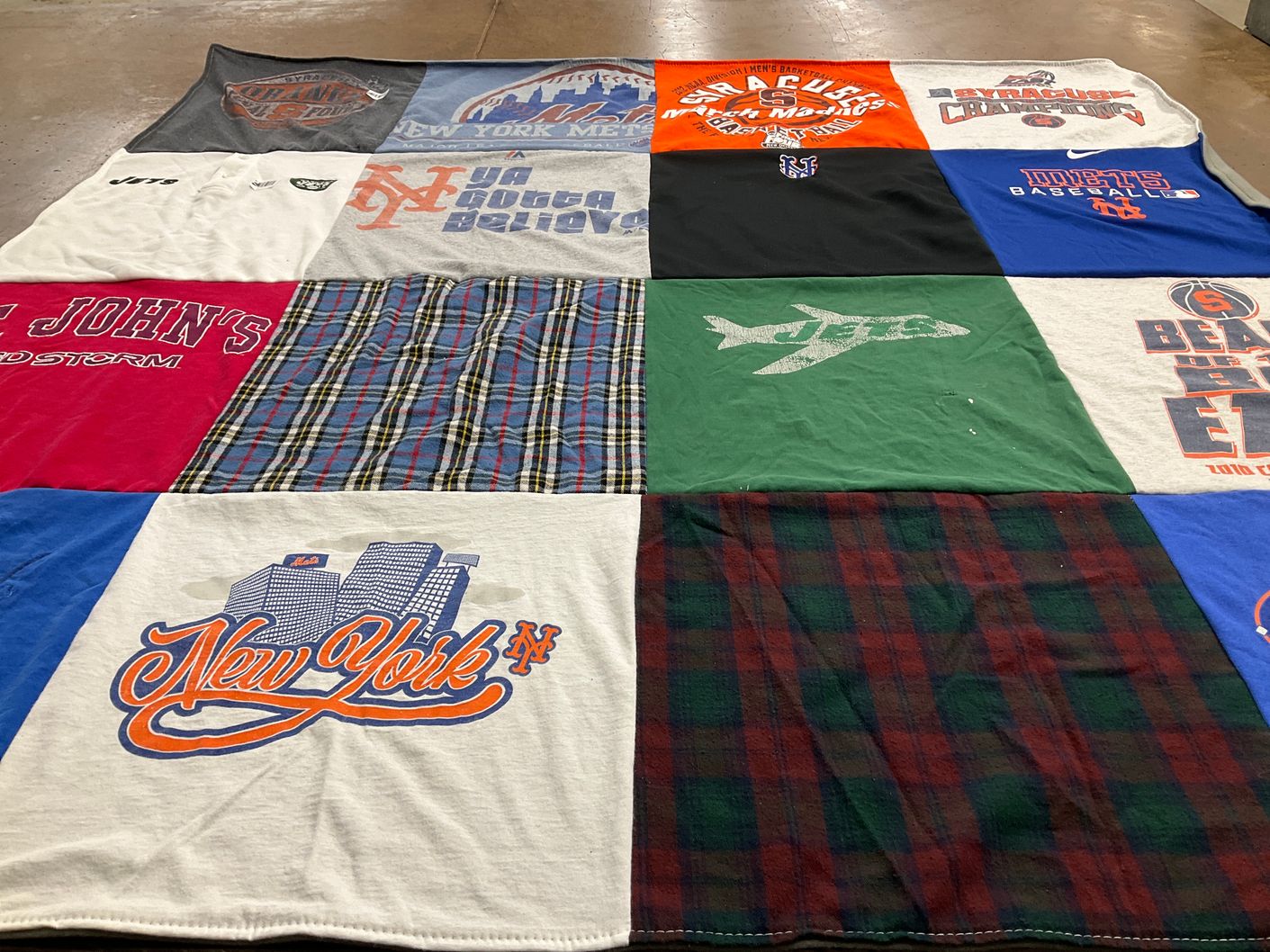 T-shirt quilt featuring new york mets, syracuse orange by Courtney from NJ