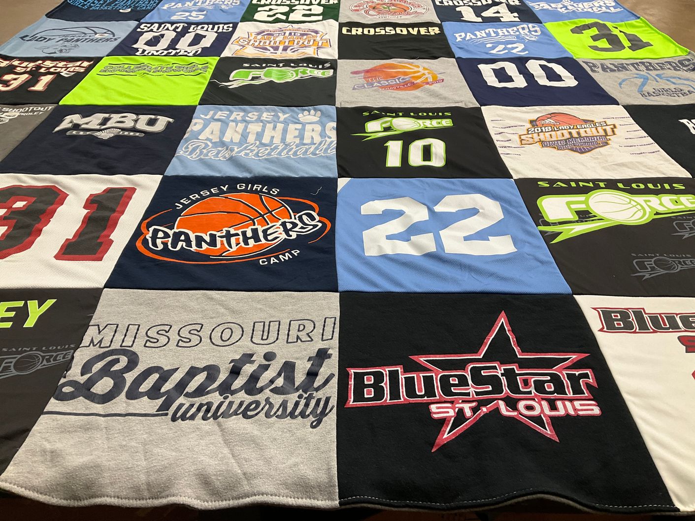 T-shirt quilt featuring jersey panthers basketball, saint louis force by Brittany from IL