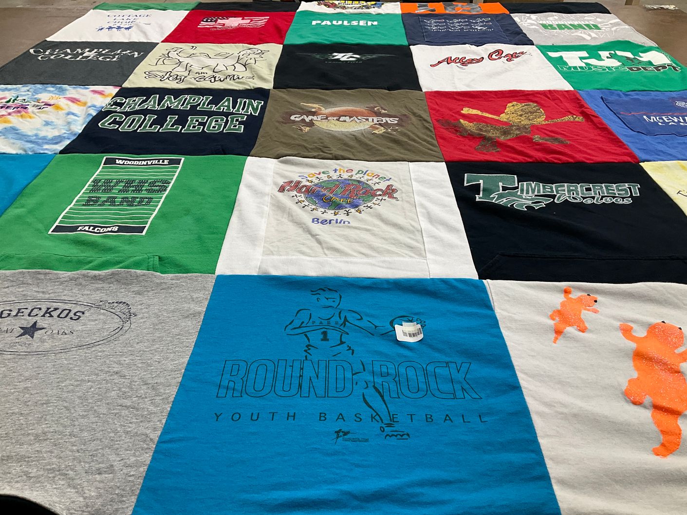 T-shirt quilt featuring woodinville high school falcons by Kathy from WA