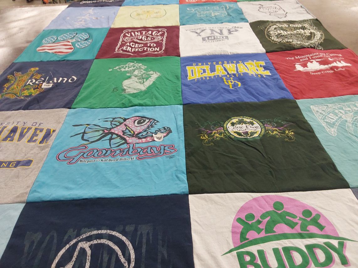 T-shirt quilt featuring fighting blue hens by Veronica from NJ
