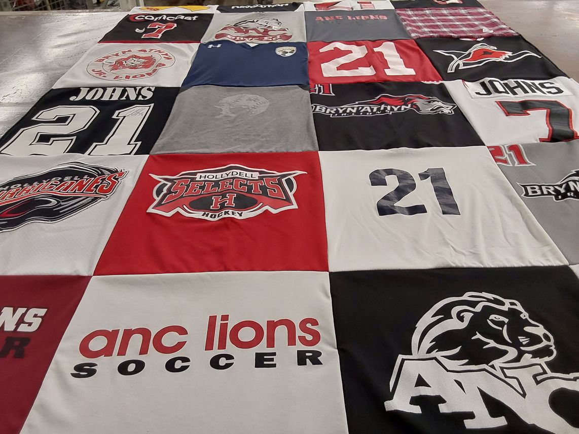 T-shirt quilt from bryn athyn college, anc lions by Jessica from PA