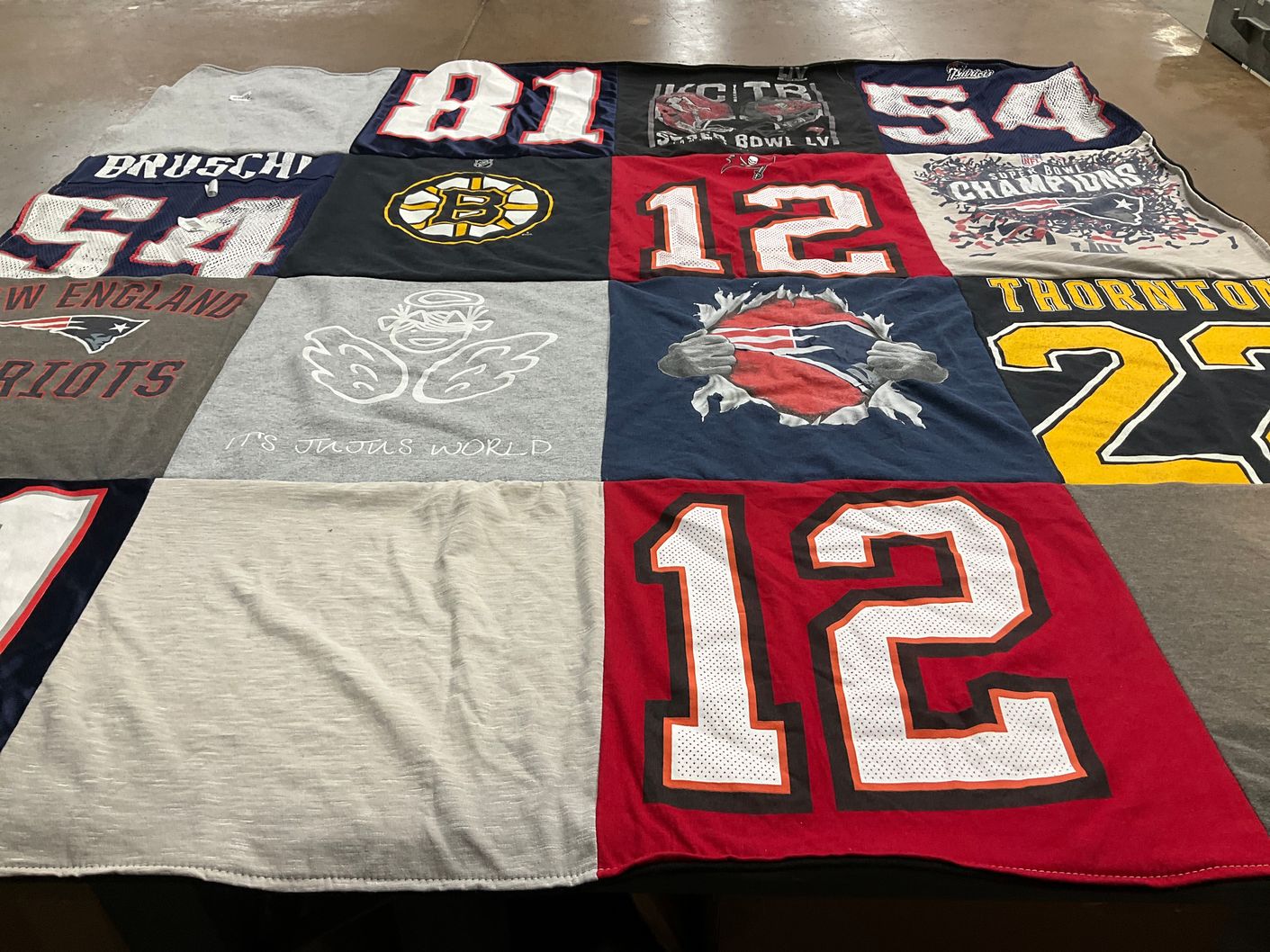 T-shirt quilt featuring new england patriots, boston bruins by Amber from FL
