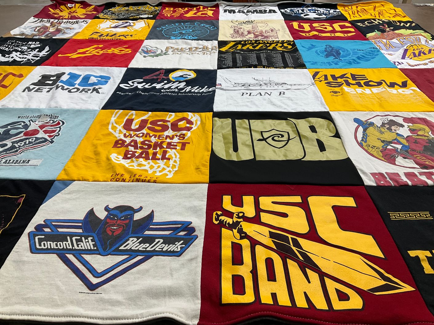 T-shirt quilt featuring university of southern california women's basketball, university of southern california band by Rachel from CA