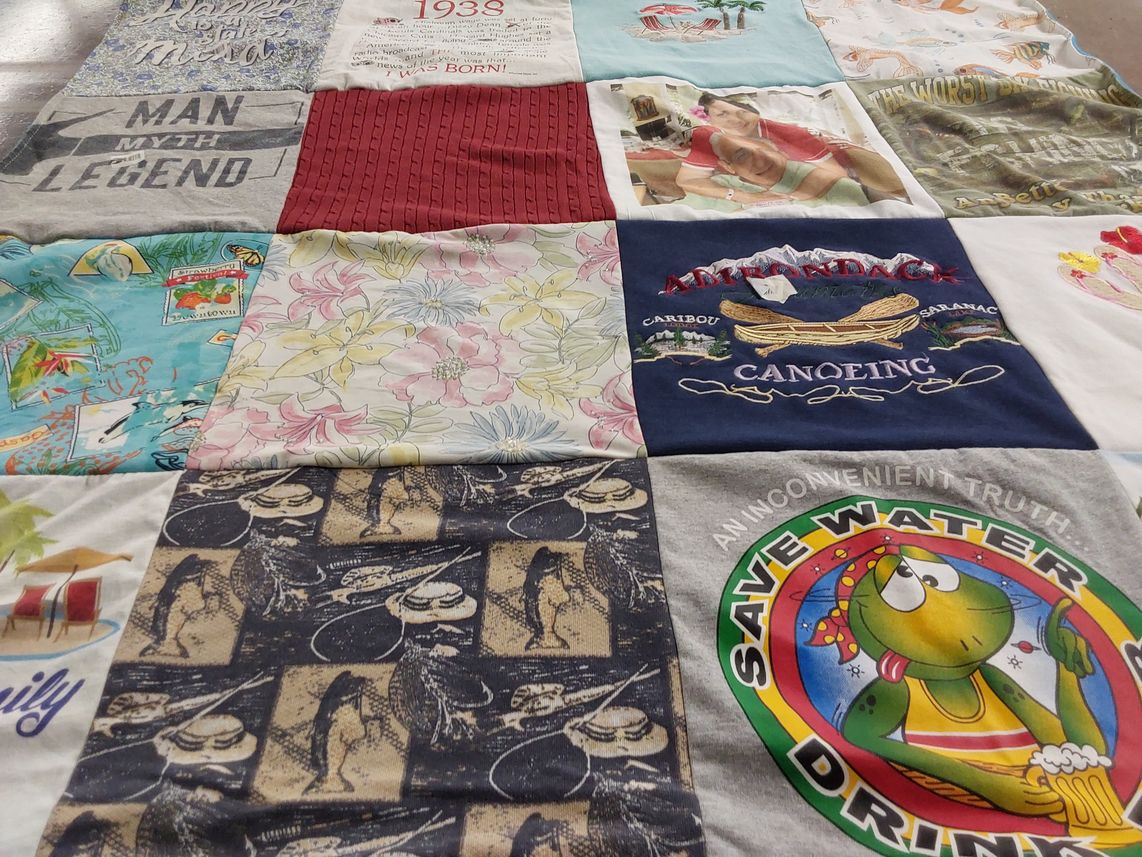 T-shirt quilt with outdoors, fishing themes by Arelys from NJ