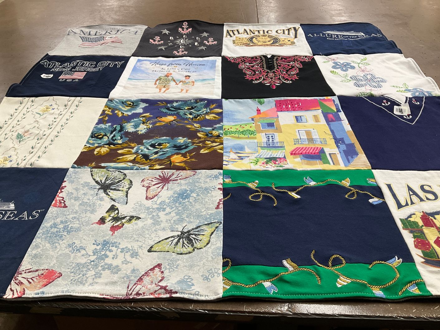 T-shirt quilt with travel, beaches themes by Arelys from NJ