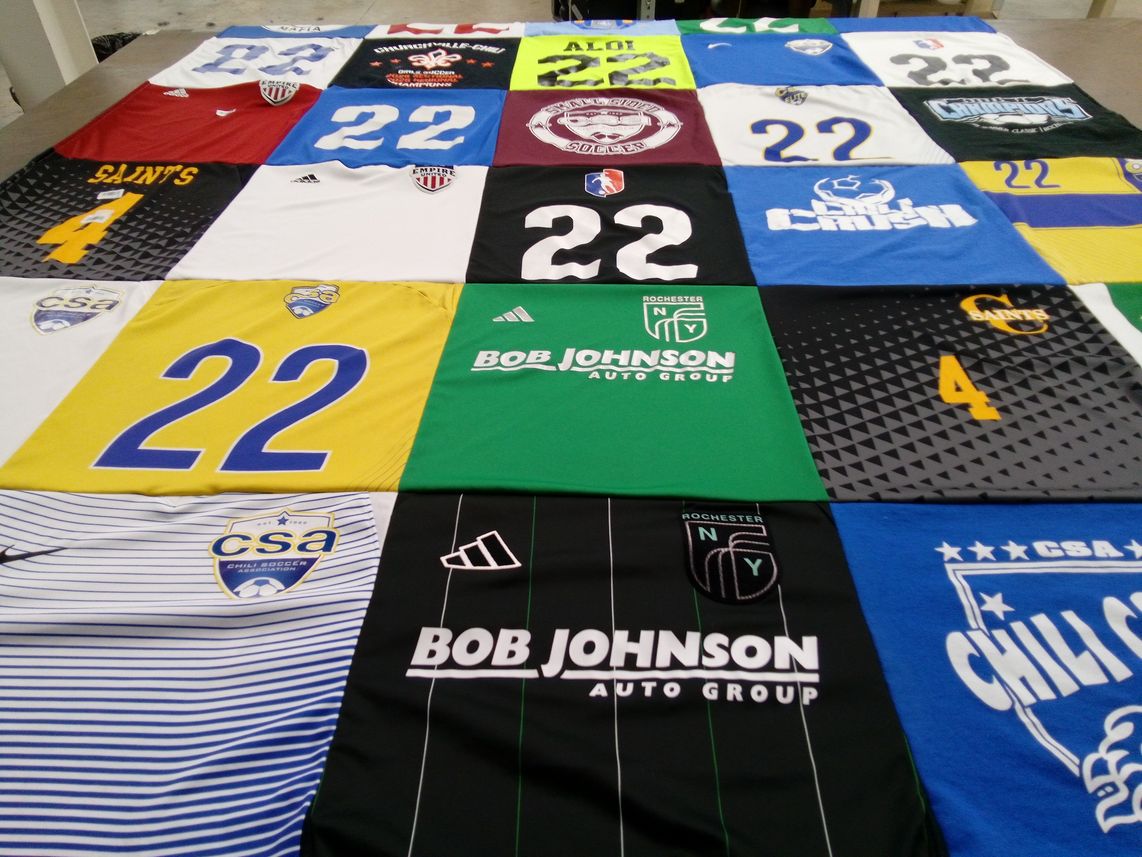 T-shirt quilt with soccer themes by Mark from NY