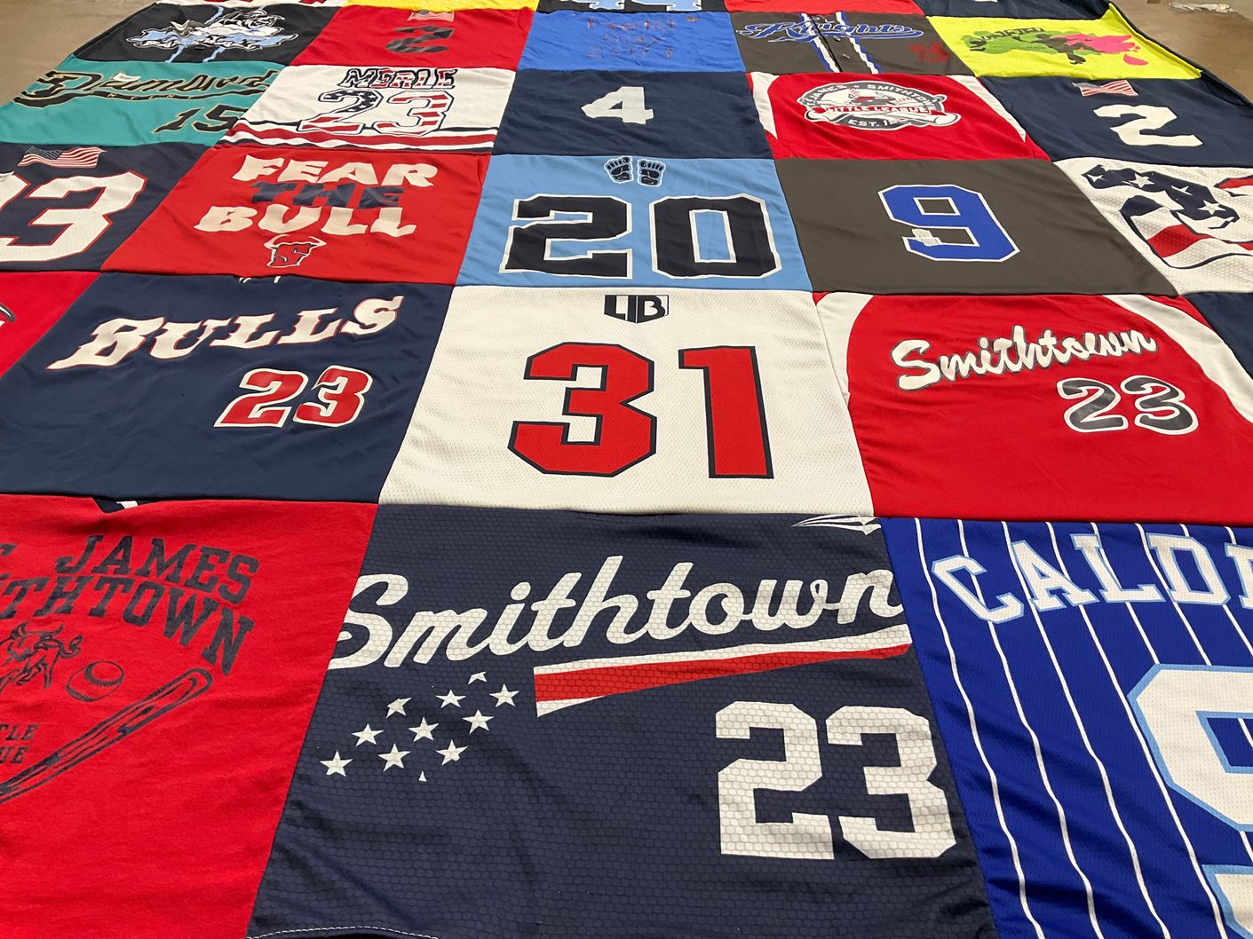 T-shirt quilt from smithtown college by Lauren from NY