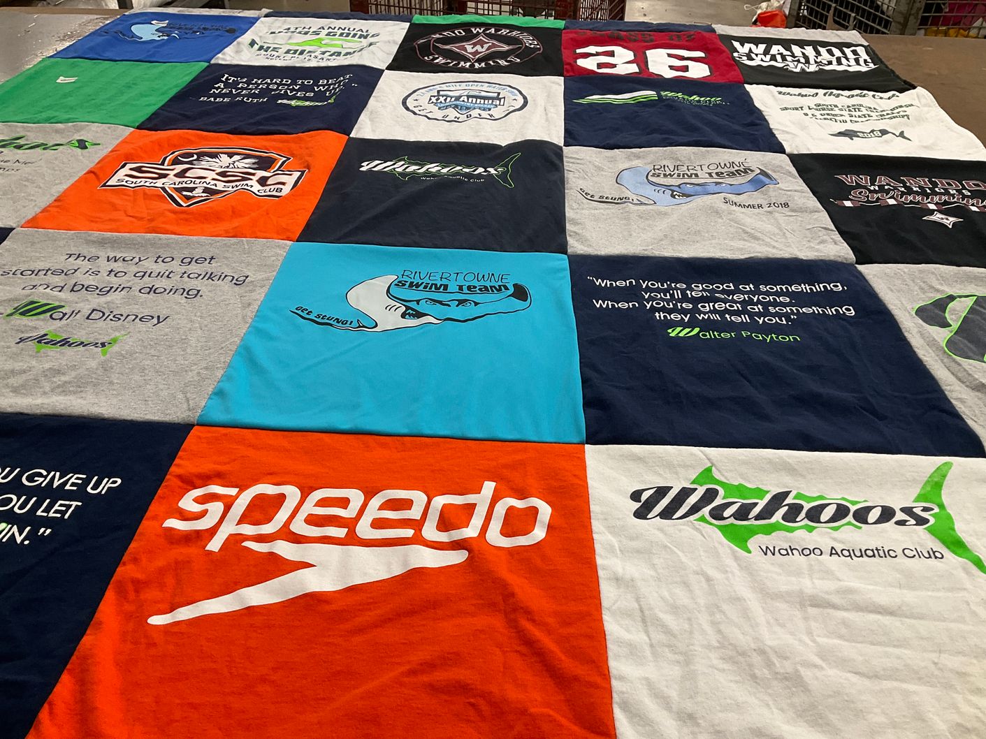 T-shirt quilt featuring wando swimming team, rivertowne swim team by Stephanie from SC