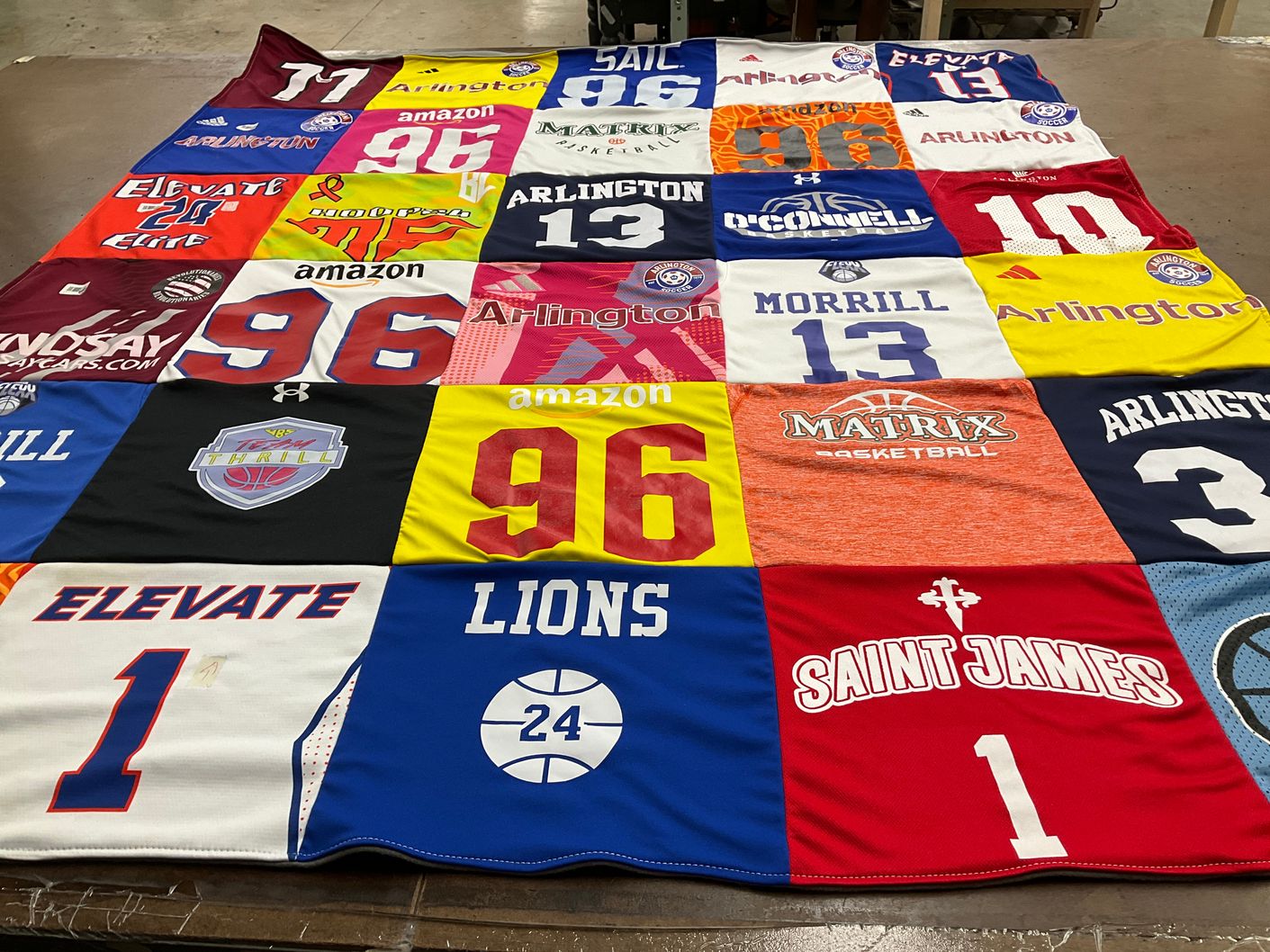 T-shirt quilt from arlington high school, saint james school by Nicole from TX