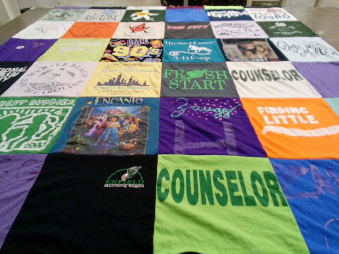 T-shirt quilt featuring enfield high school eagles by Lorraine from CT