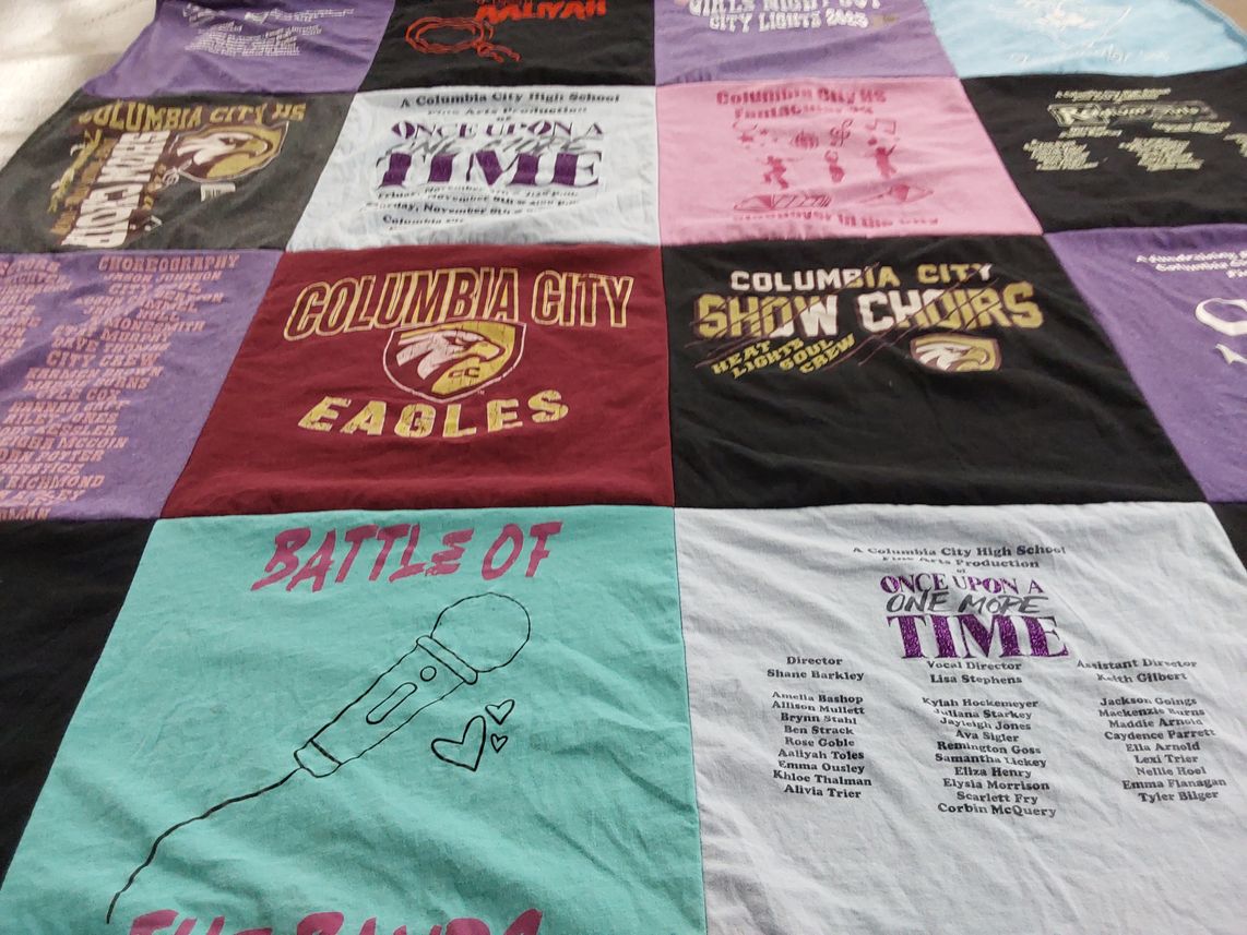 T-shirt quilt featuring columbia city eagles by Erin from IN