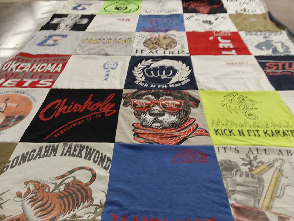 T-shirt quilt from northern oklahoma college by Regina from OK