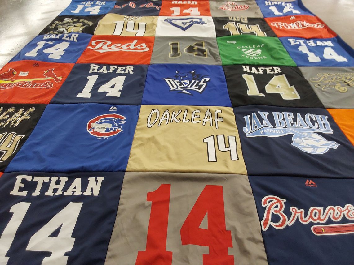T-shirt quilt featuring jax beach baseball by Leslie from FL