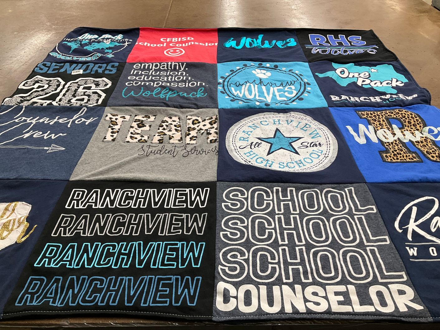 T-shirt quilt featuring wolves, rhs wolves by Wynter from TX