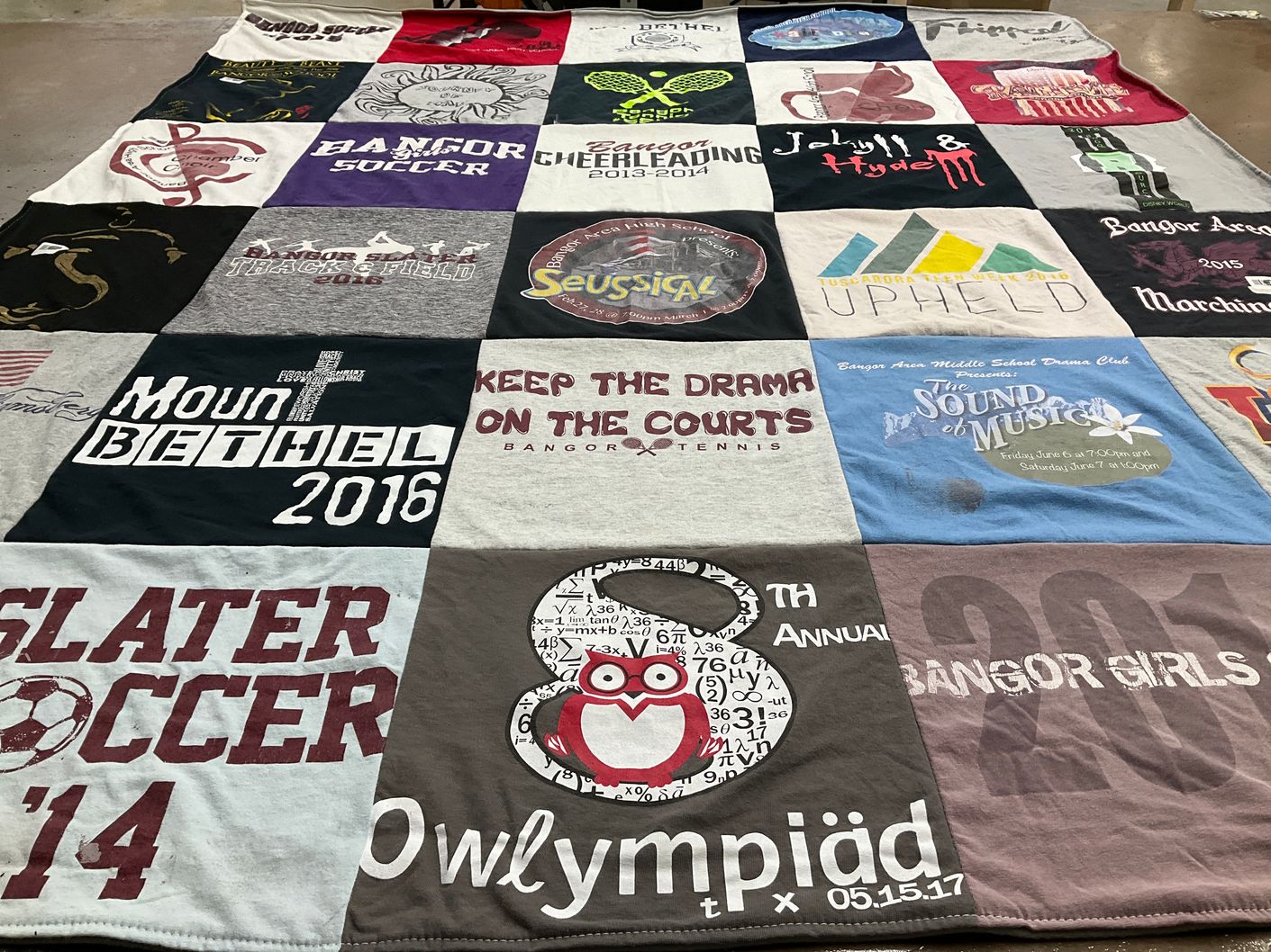 T-shirt quilt featuring bangor girls soccer, slater soccer by Elizabeth from KS
