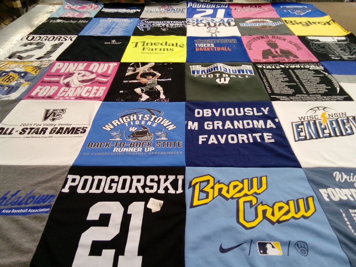 T-shirt quilt featuring wrightstown tigers by Lisa from WI