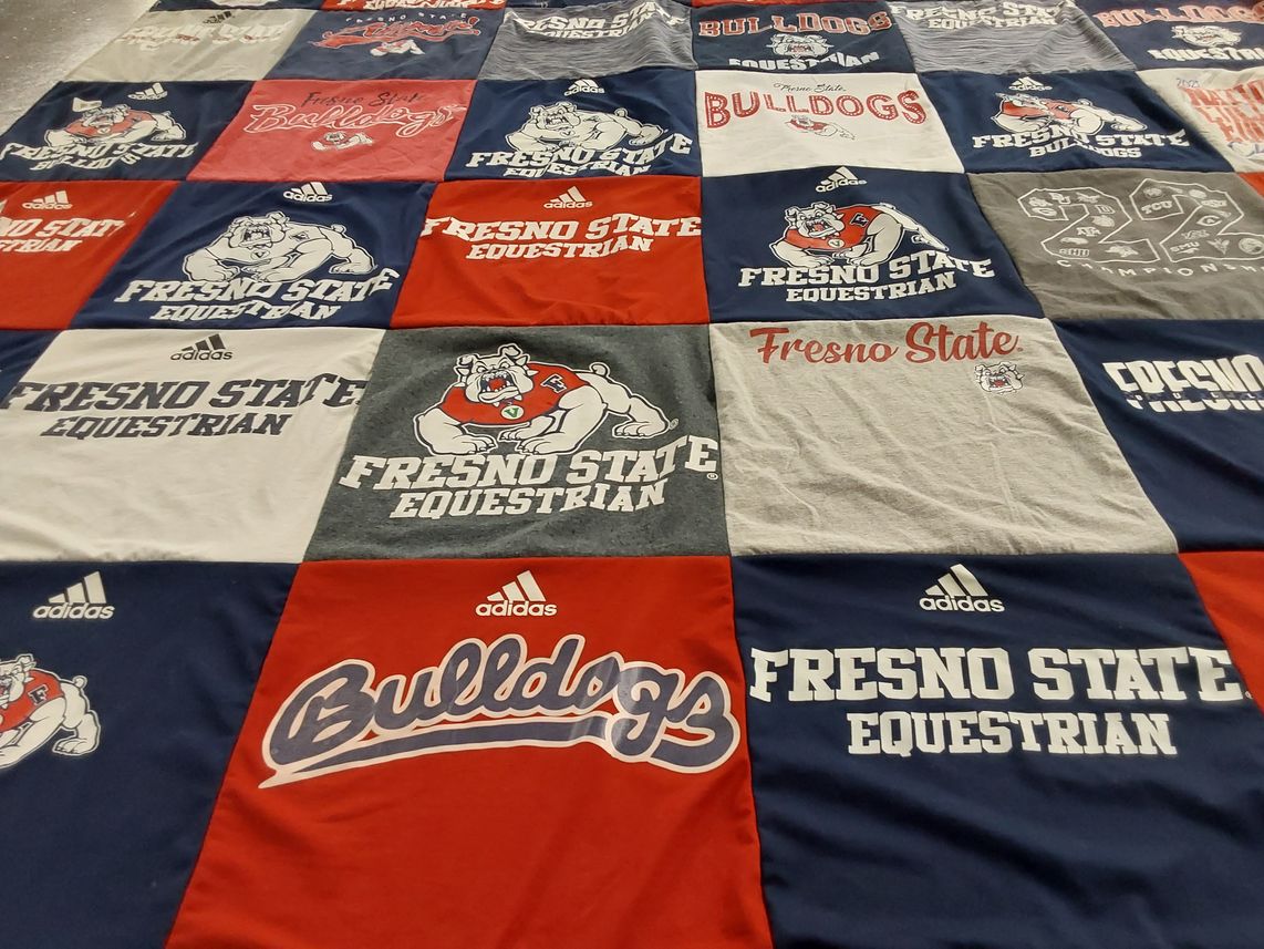 T-shirt quilt featuring fresno state bulldogs by Cathy from CO