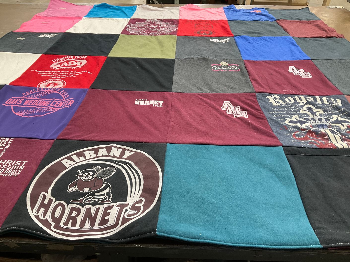 T-shirt quilt featuring albany hornets by Victoria from LA