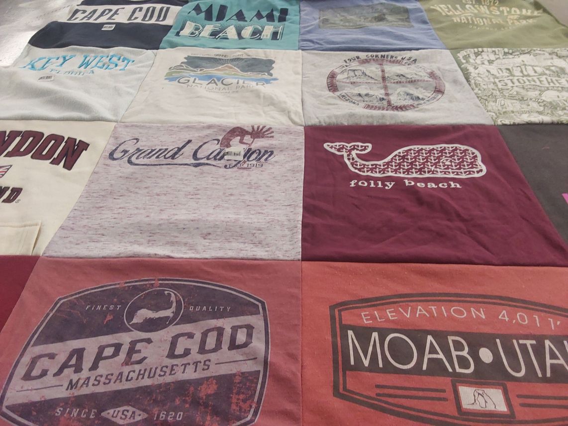 T-shirt quilt with travel, nature themes by Miranda from NY