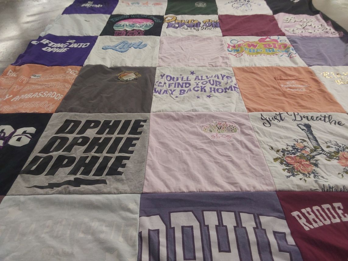 T-shirt quilt from rhode island college by Maddy from RI