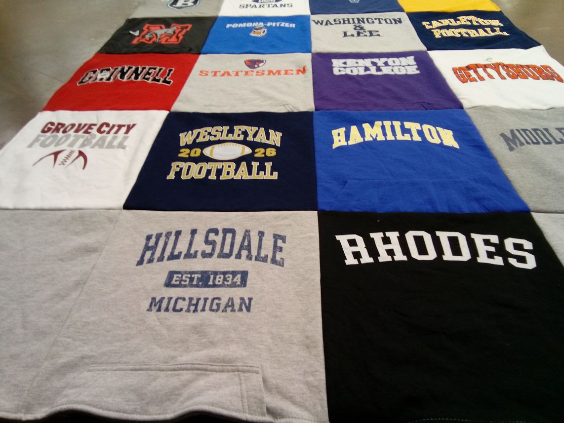 T-shirt quilt from grinnell college, grove city college by Cara from NC