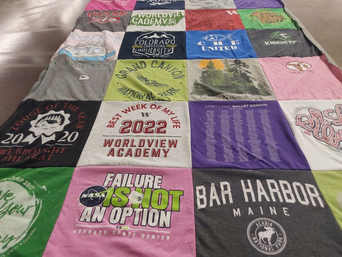 T-shirt quilt from worldview academy, saint louis ballet school by Mary from AZ