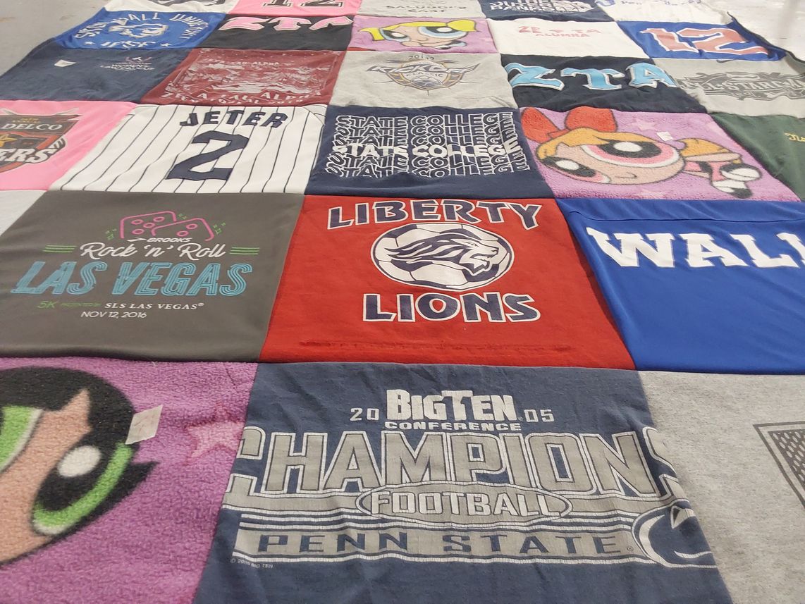 T-shirt quilt from pennsylvania state university, liberty university by Bailey from NJ