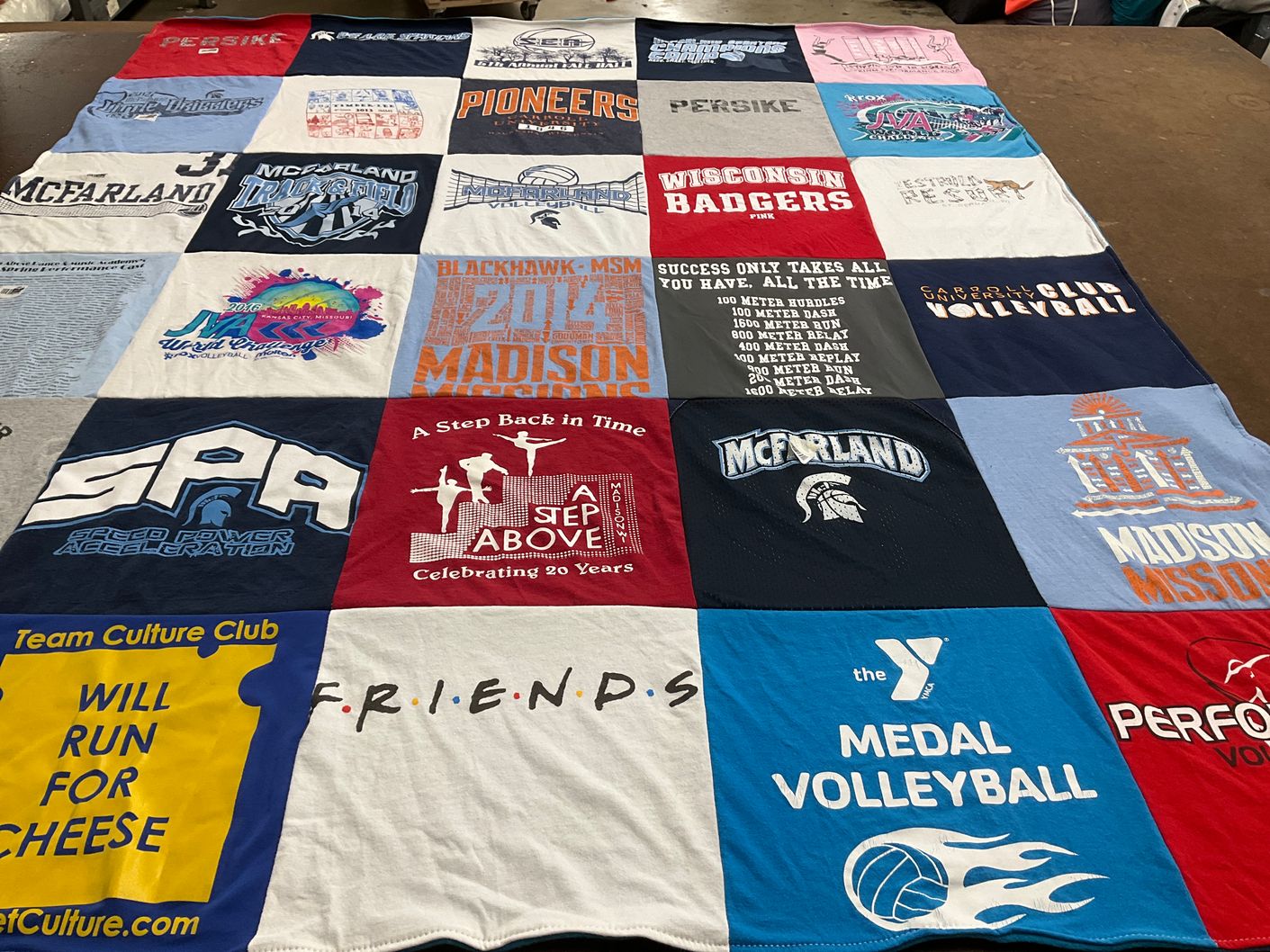 T-shirt quilt featuring madison volleyball team by Sharol from WI