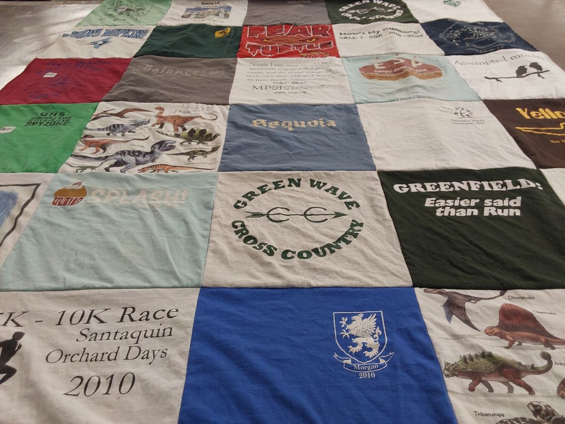 T-shirt quilt featuring greenwave cross country by Linda from MA