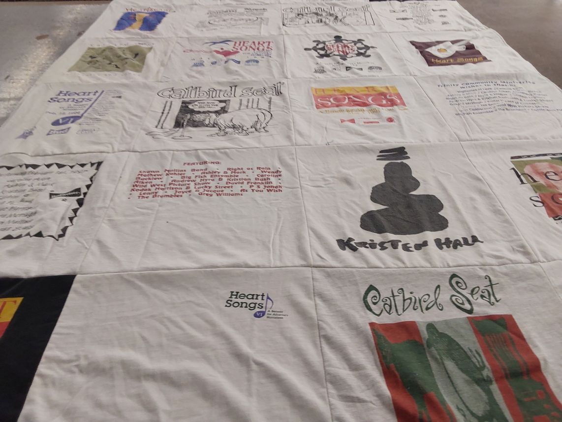 T-shirt quilt with music, community themes by Gary from GA