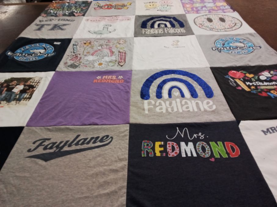 T-shirt quilt from faylane elementary school by Kim from CA
