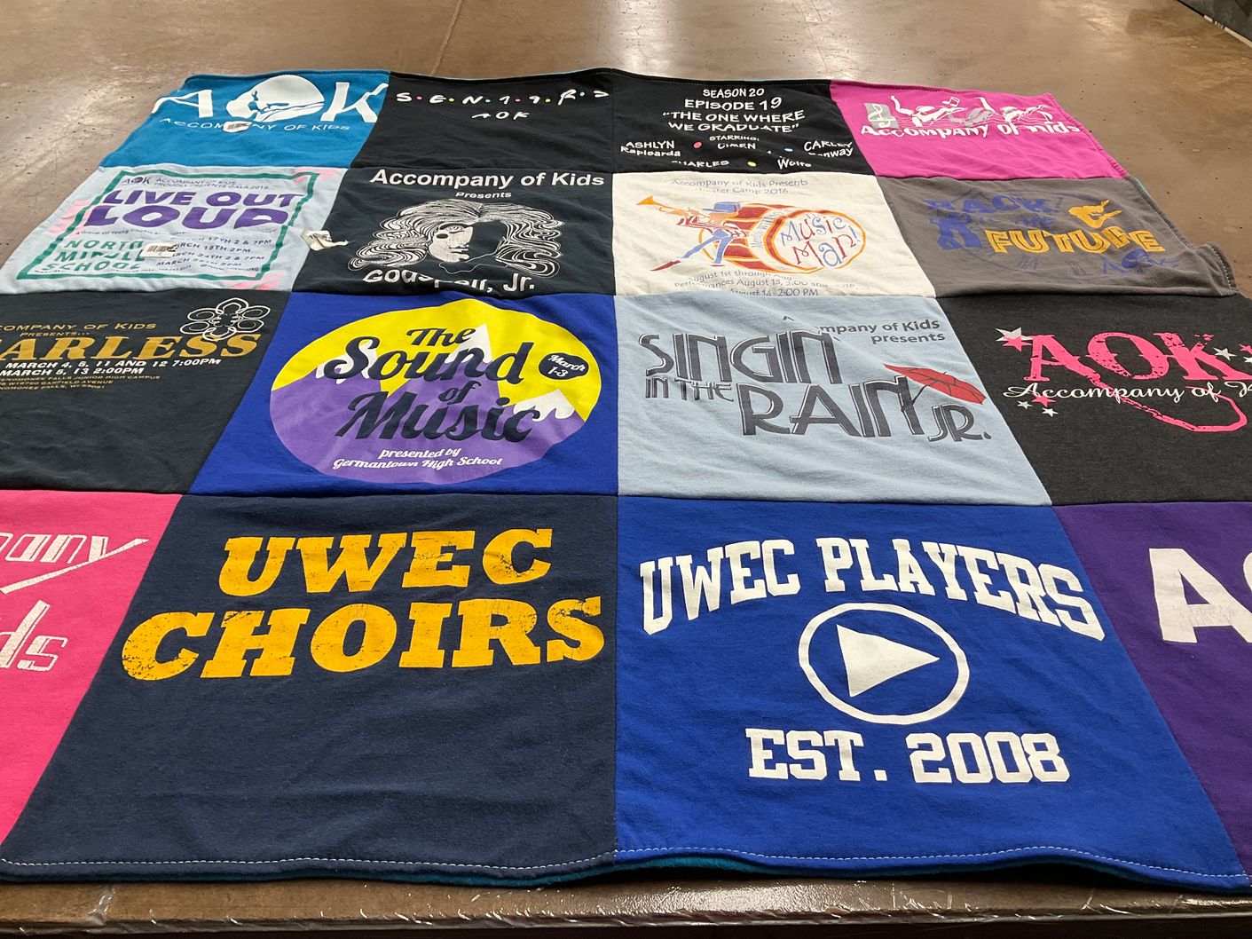 T-shirt quilt from germanthesen high school, university of wisconsin-eau claire by Joy from WI