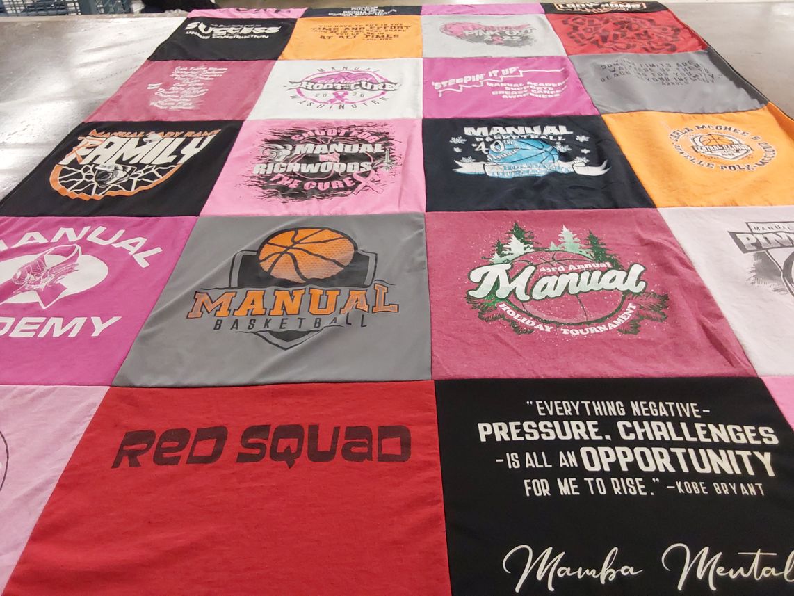 T-shirt quilt featuring manual basketball by Jane from IL