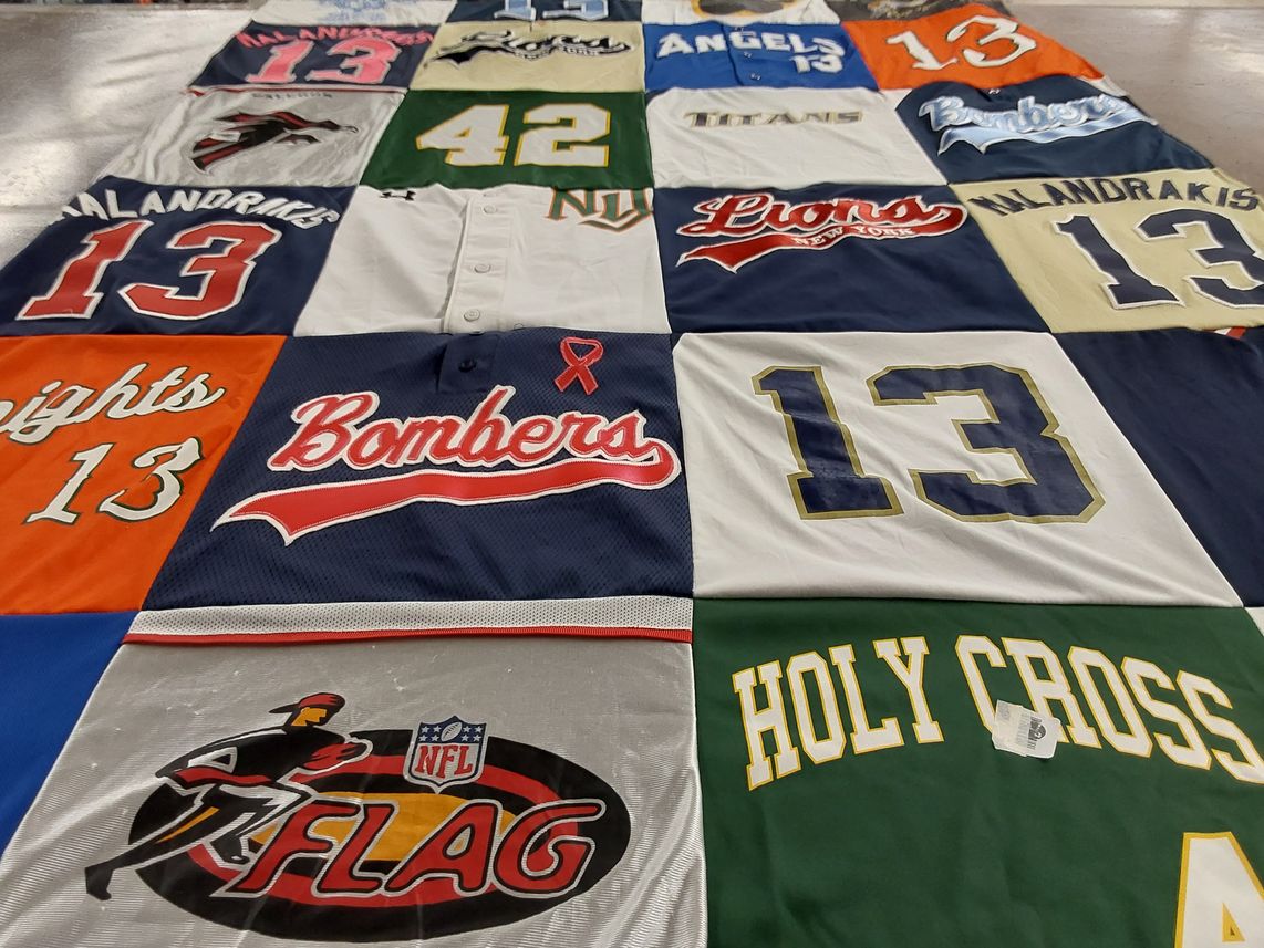 T-shirt quilt from holy cross college by Lori Ann from NY