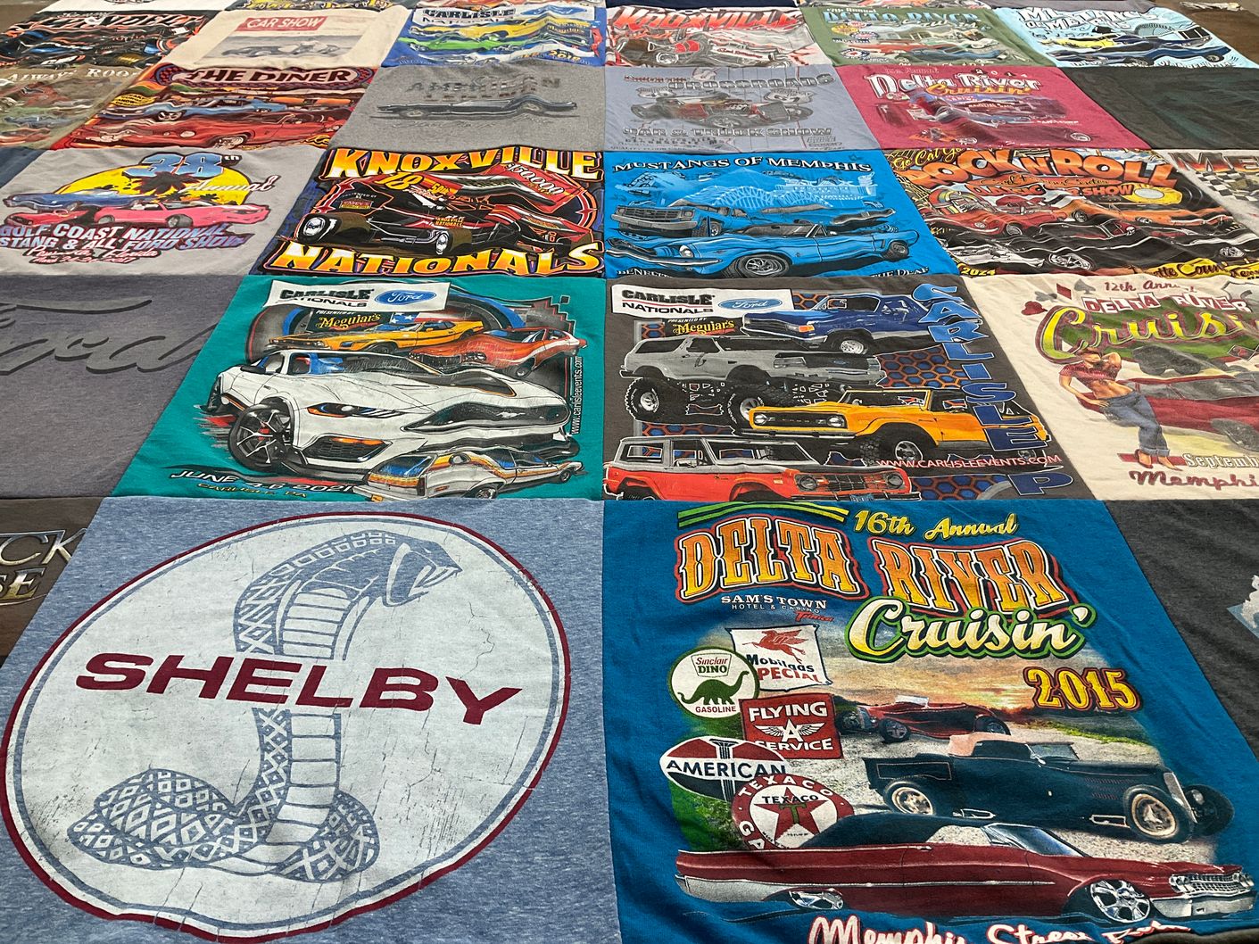 T-shirt quilt with cars, car shows themes by GLENDA from FL