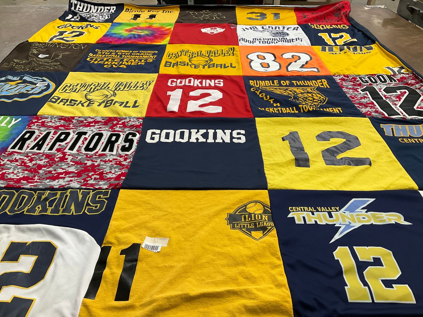 T-shirt quilt featuring central valley thunder, gookins raptors by Jennifer from NY
