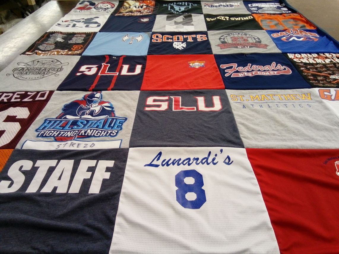 T-shirt quilt featuring hilldale fighting knights by Jennifer from CA