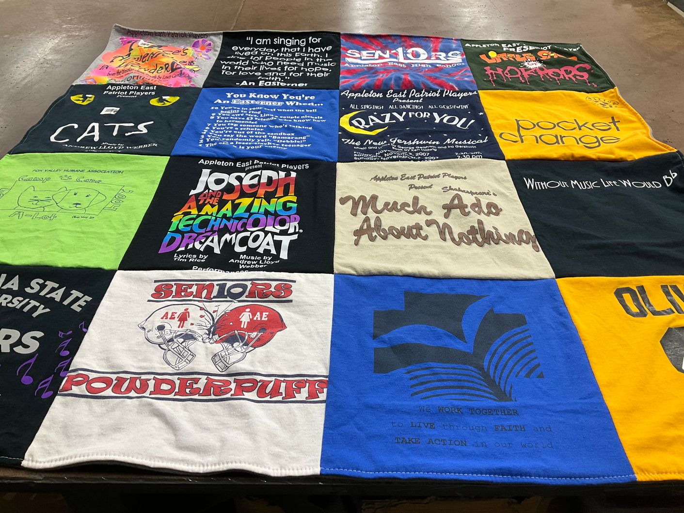 T-shirt quilt from appleton east high school by Elizabeth from WI
