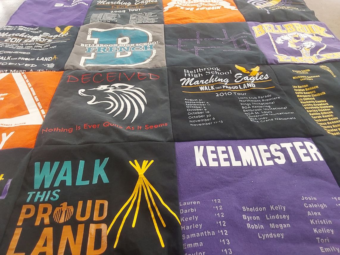 T-shirt quilt featuring bellbrook high school marching eagles by Jean from OH