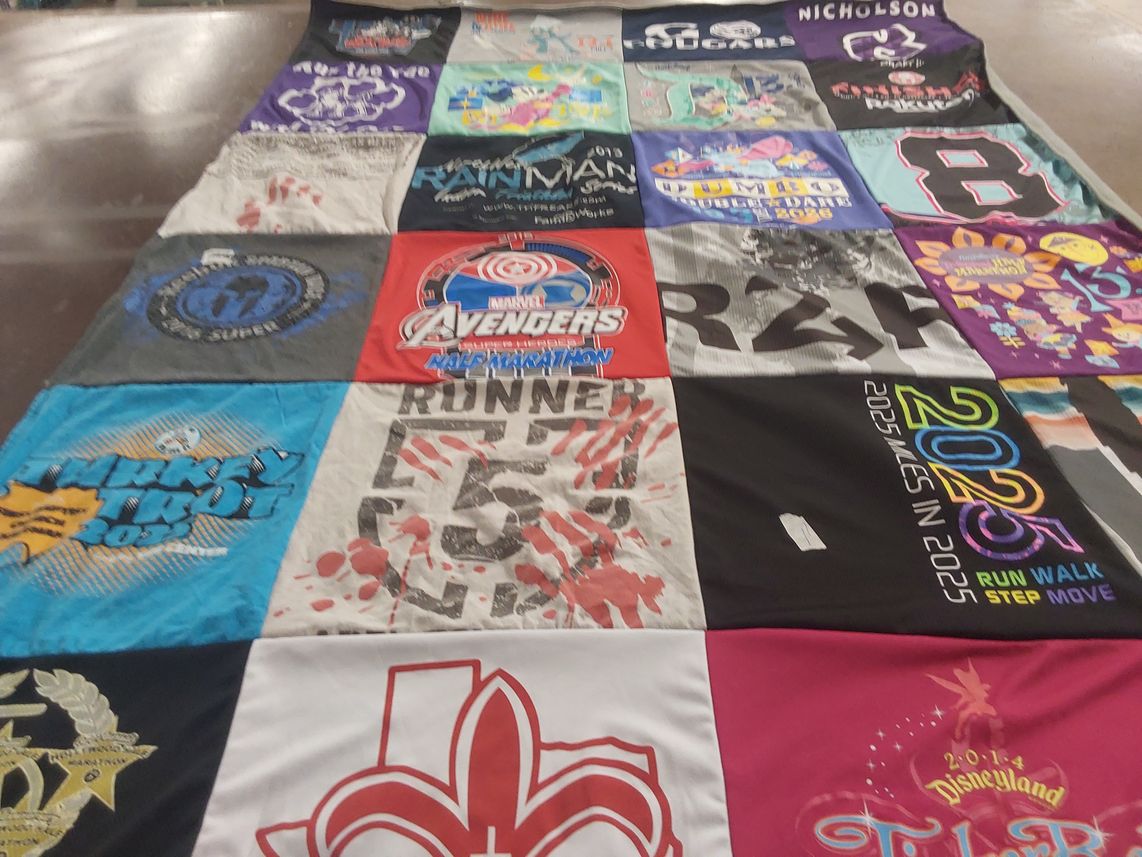 T-shirt quilt with running, disney themes by Alissa from TX