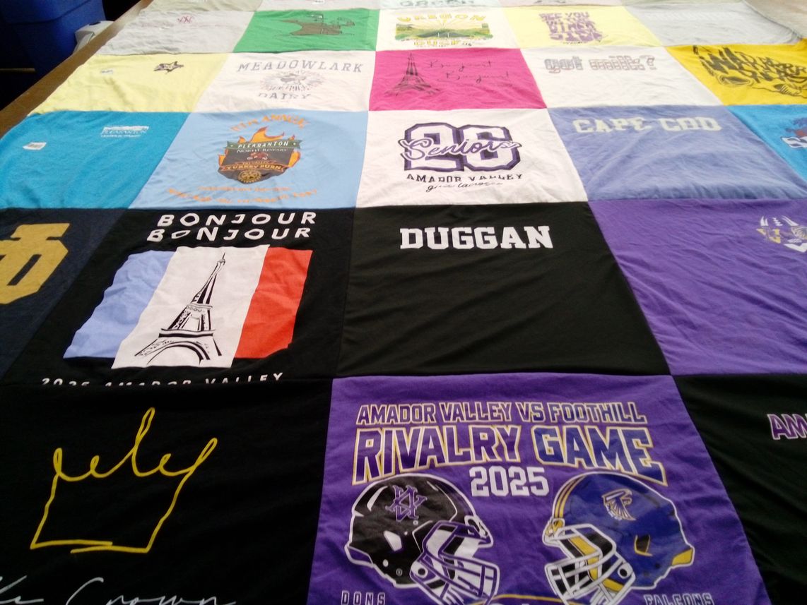 T-shirt quilt featuring amador valley high school football team by Kate from CA