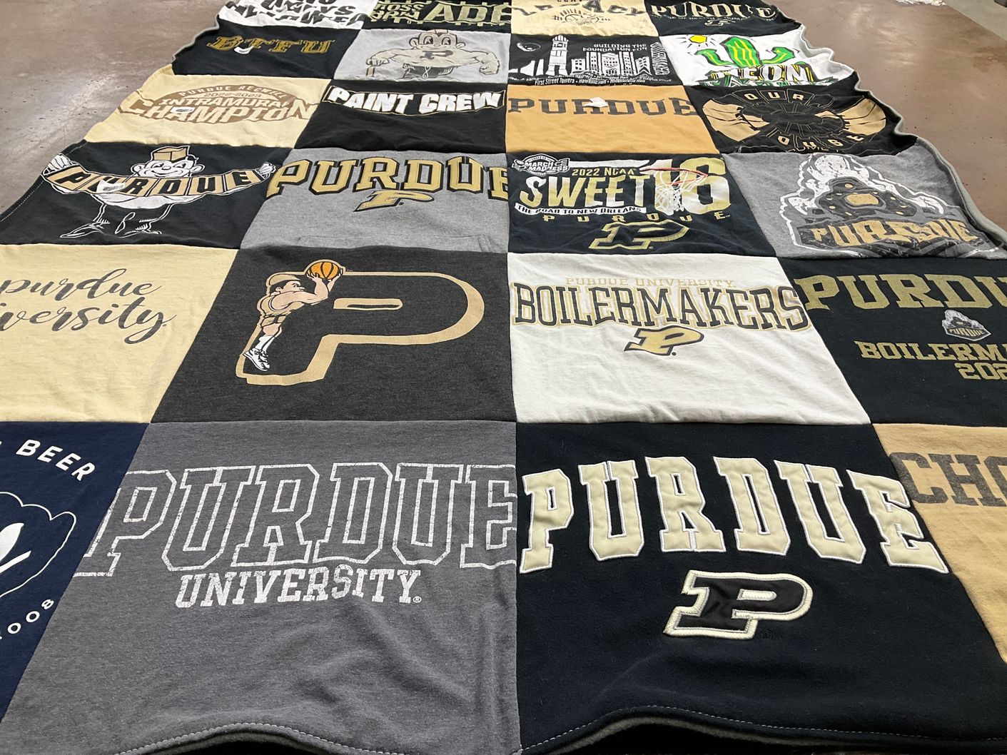 T-shirt quilt featuring purdue boilermakers by Teagan from WI