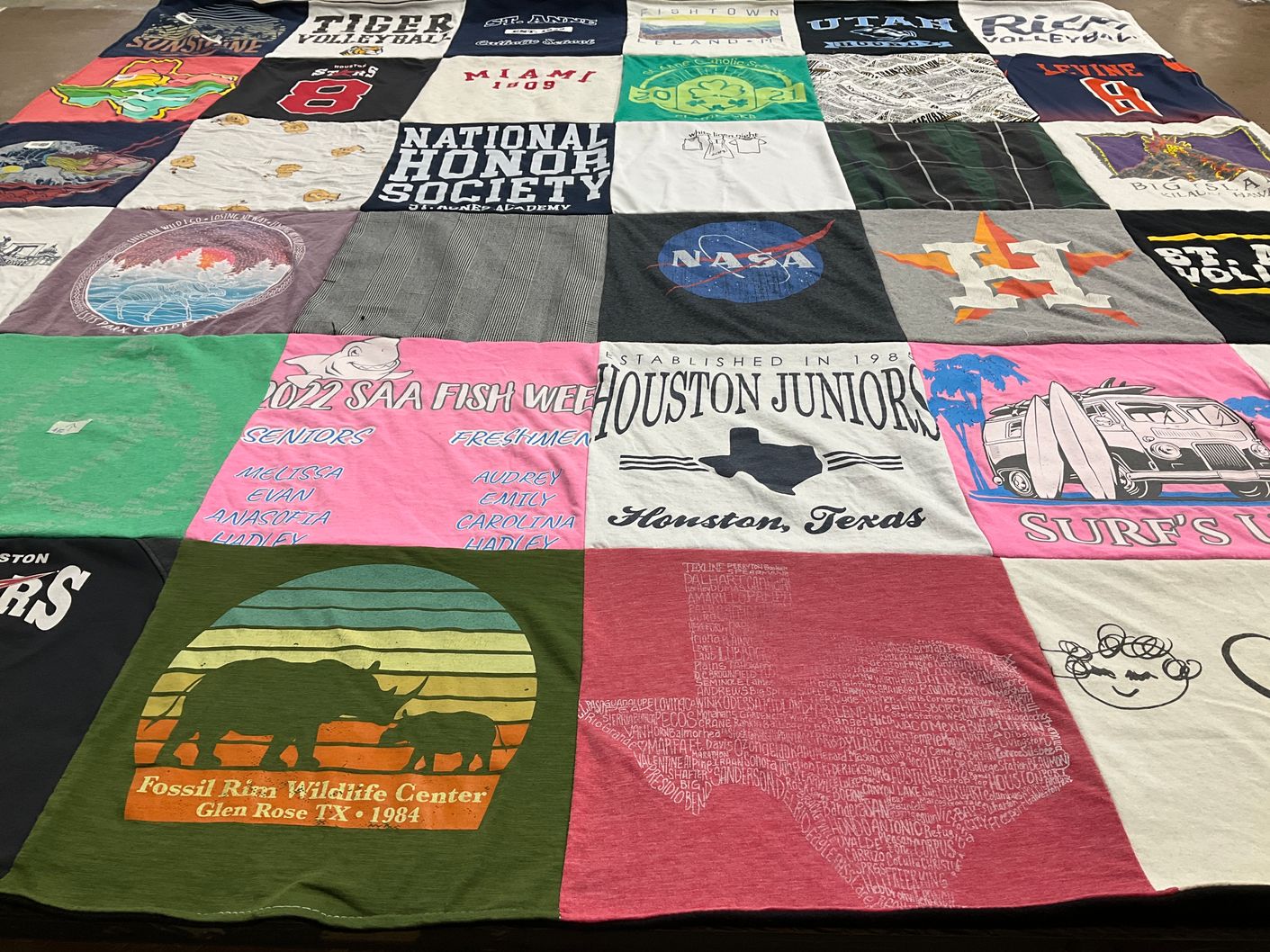 T-shirt quilt from st. anthonys academy by Molly from TX